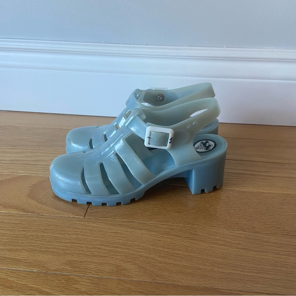 Blue jelly shoes